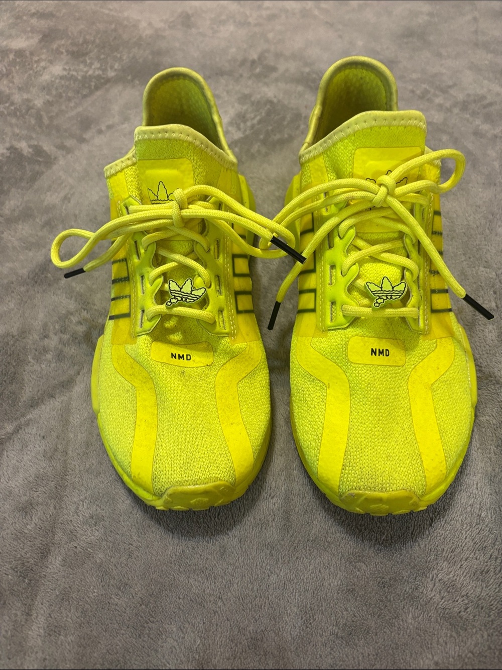 adidas Kids NMD Neon Yellow Lace-Up Sneakers